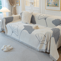 Ginkgo Leaf Print Grey Elegance Chenille Sofa Cover