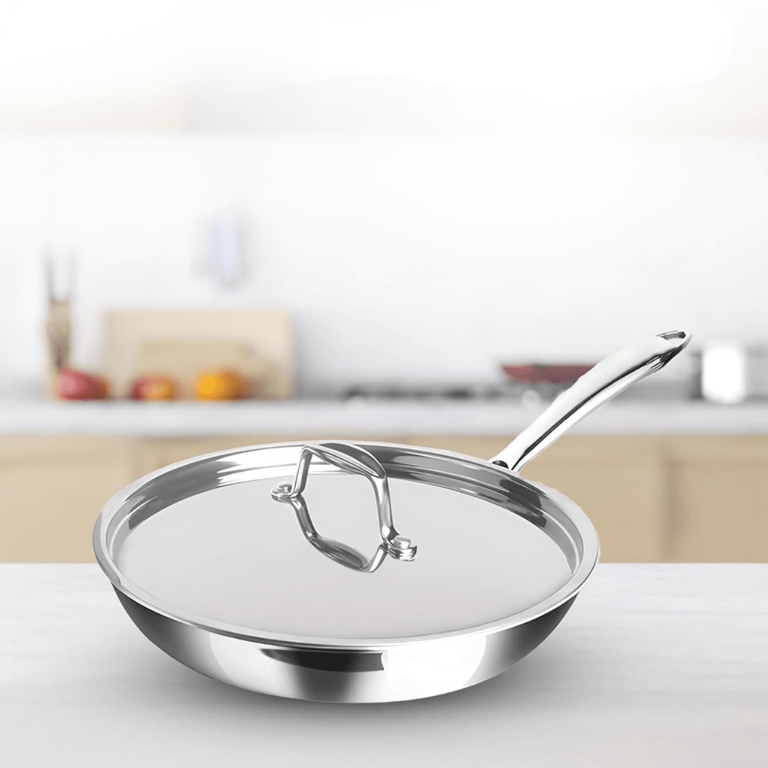 Tri-Ply Stainless Steel Honeycomb Fry Pan with Lid(24cm)