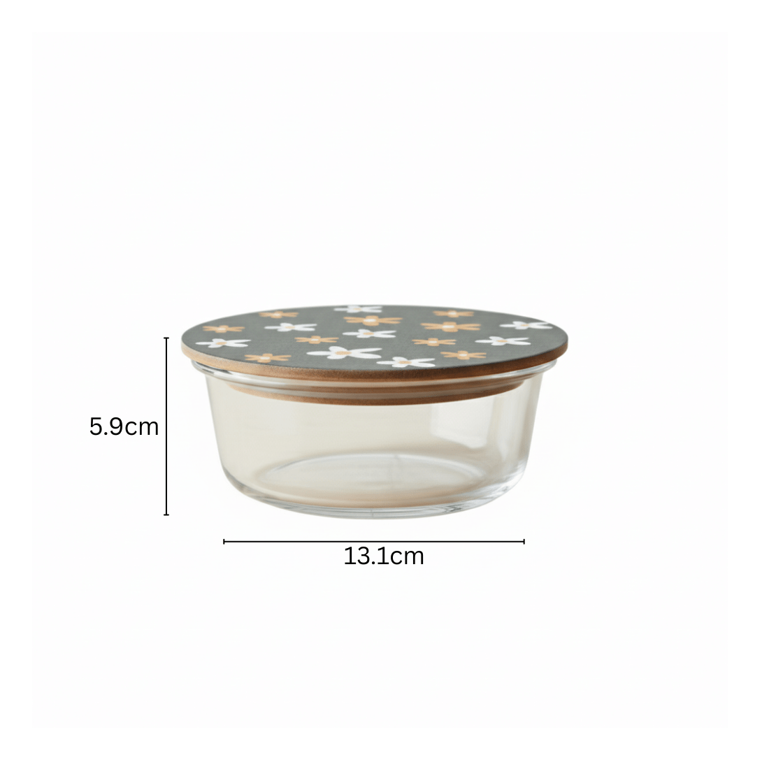 Round Borosilicate Glass Food Container with Printed Lid