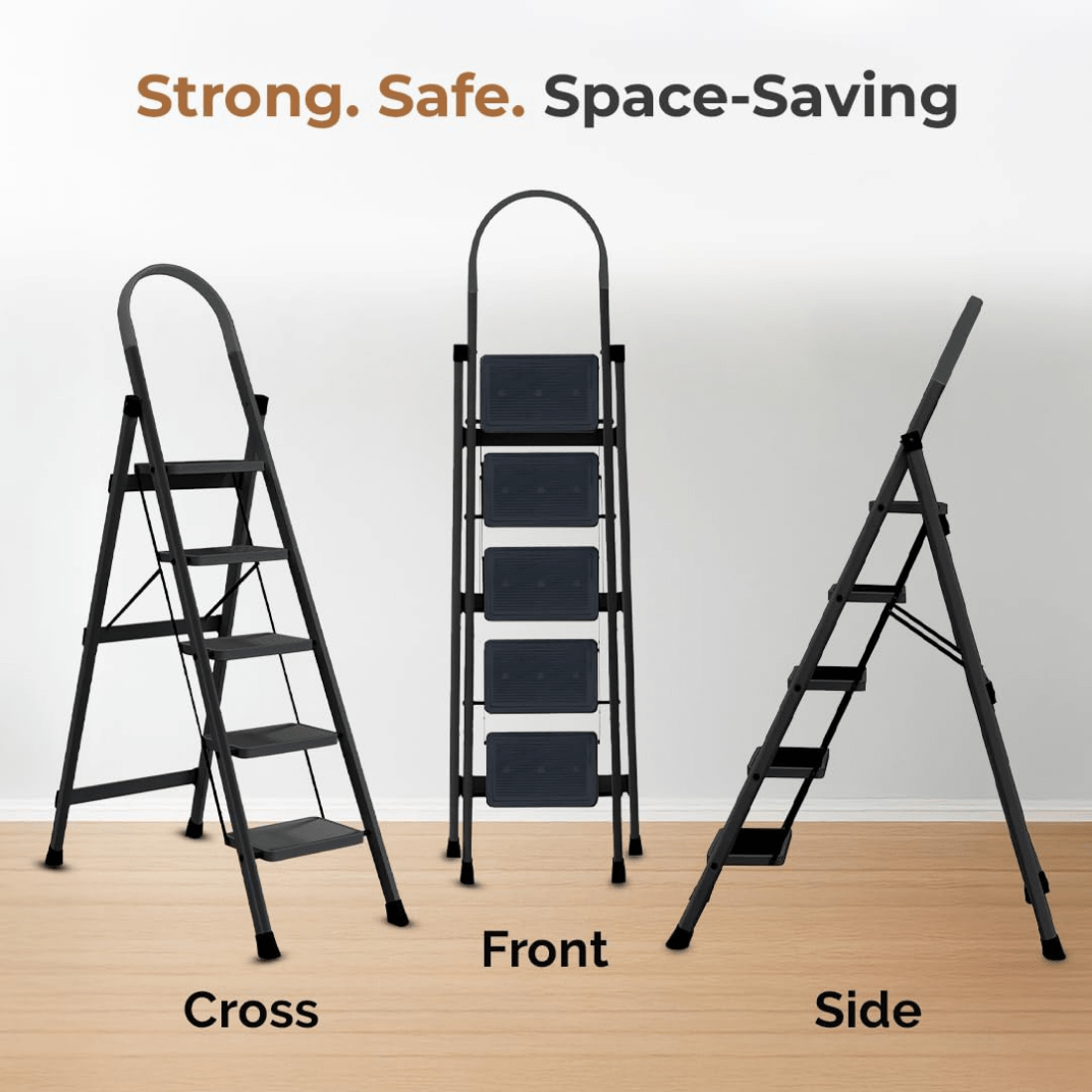 Heavy Duty Five-Step Foldable Stainless Steel Ladder
