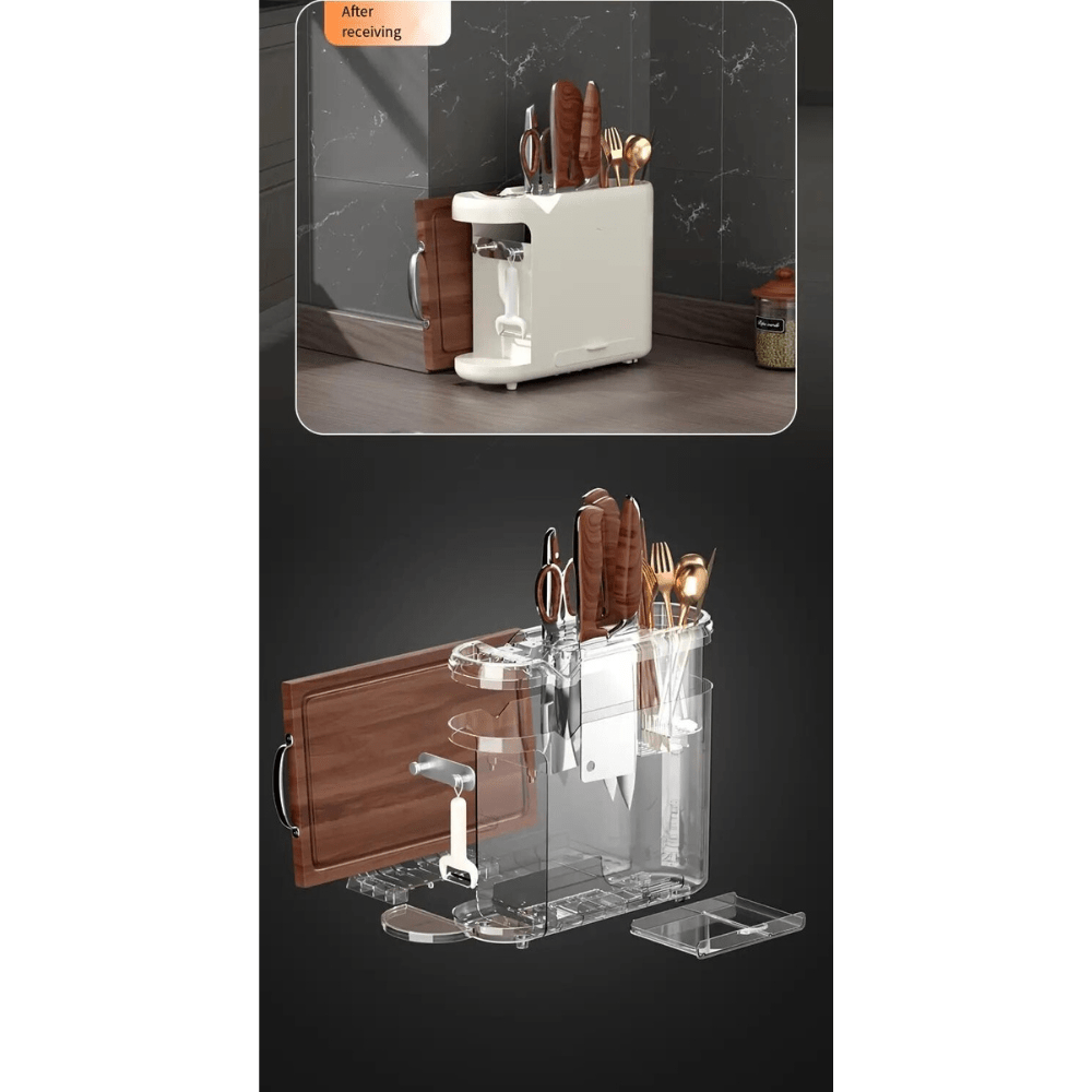 Multi-Functional Knife Holder With Sharpening Stone