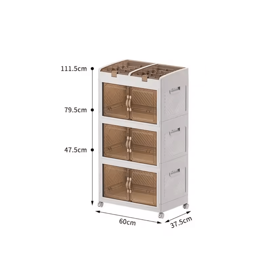 Multi-Purpose Foldable Storage Organizer Wardrobe With Wheels