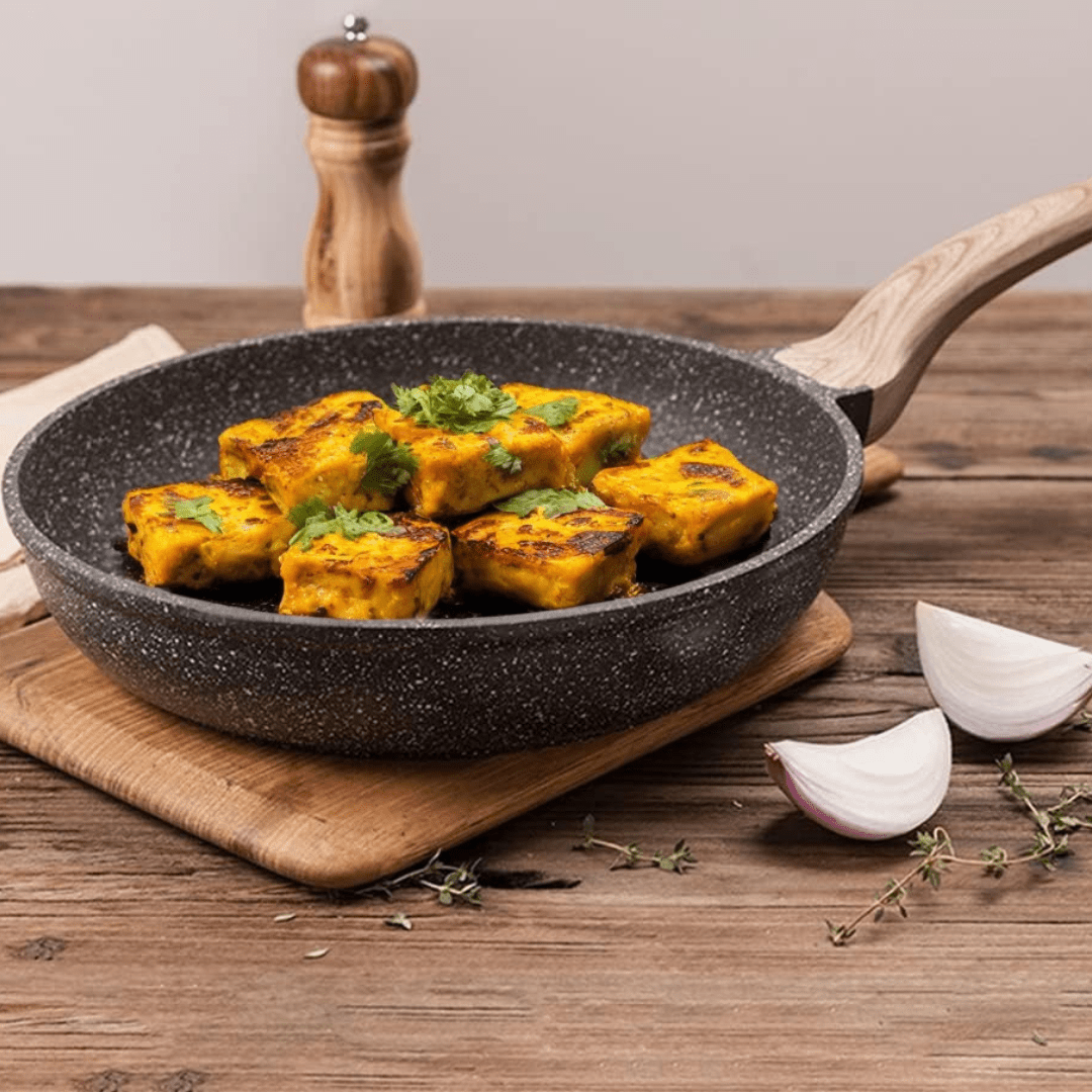 Maifan Stone Non-Stick Flat Bottom Frying Pan (Black-28cm)