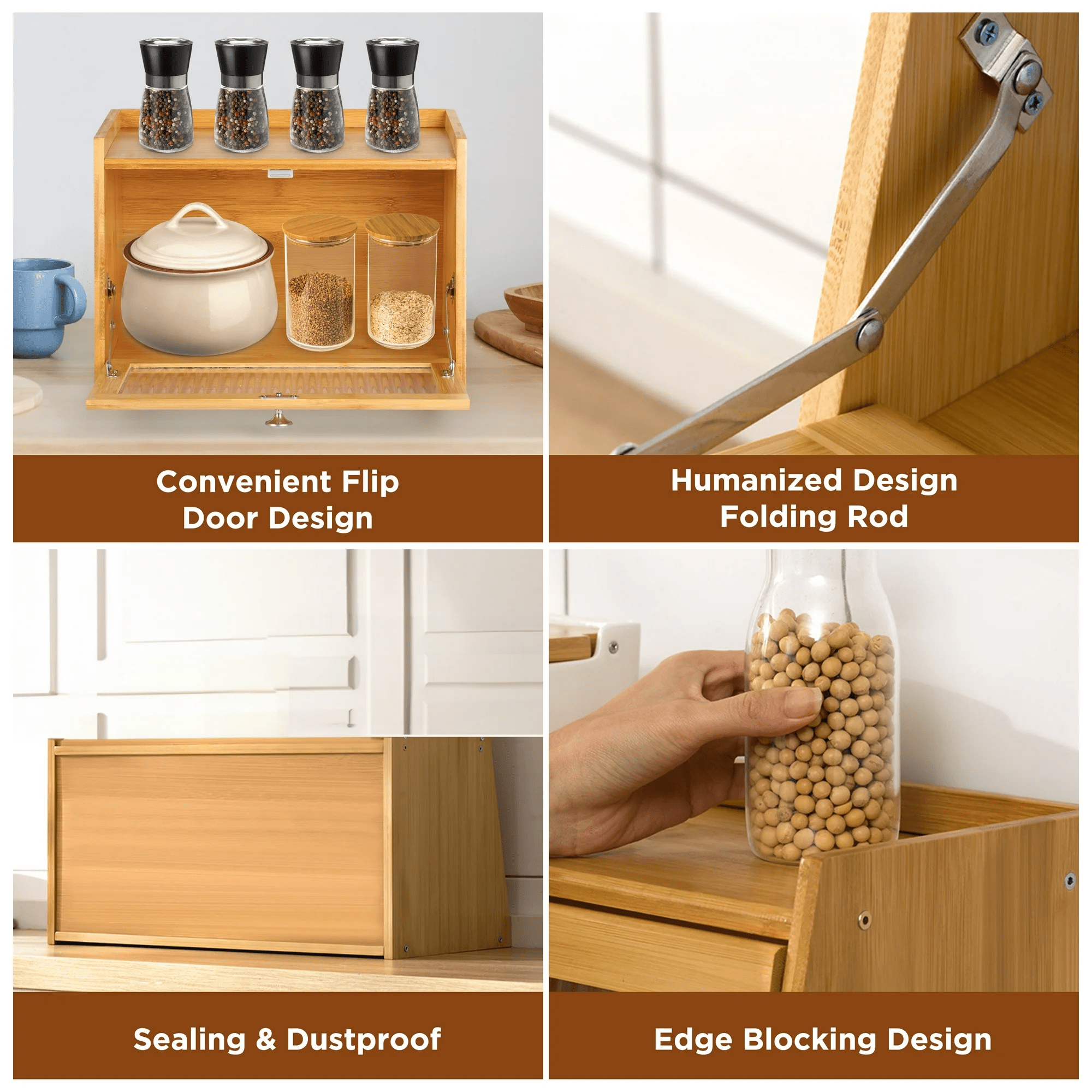 Multifunctional Bamboo Wood Kitchen Countertop Storage Rack(Wooden-50cm)