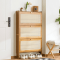 Multi-Layer Bamboo Wooden Shoe Organizer with Dustproof Doors (Brown-70cm)