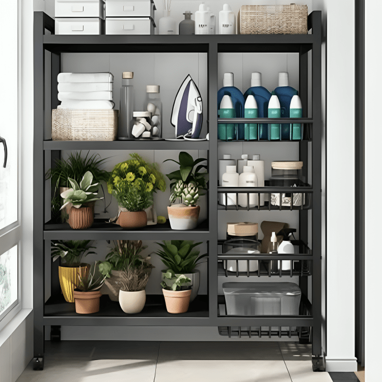 Iron 4-Tier Storage Rack with Adjustable Shelves (90cm)