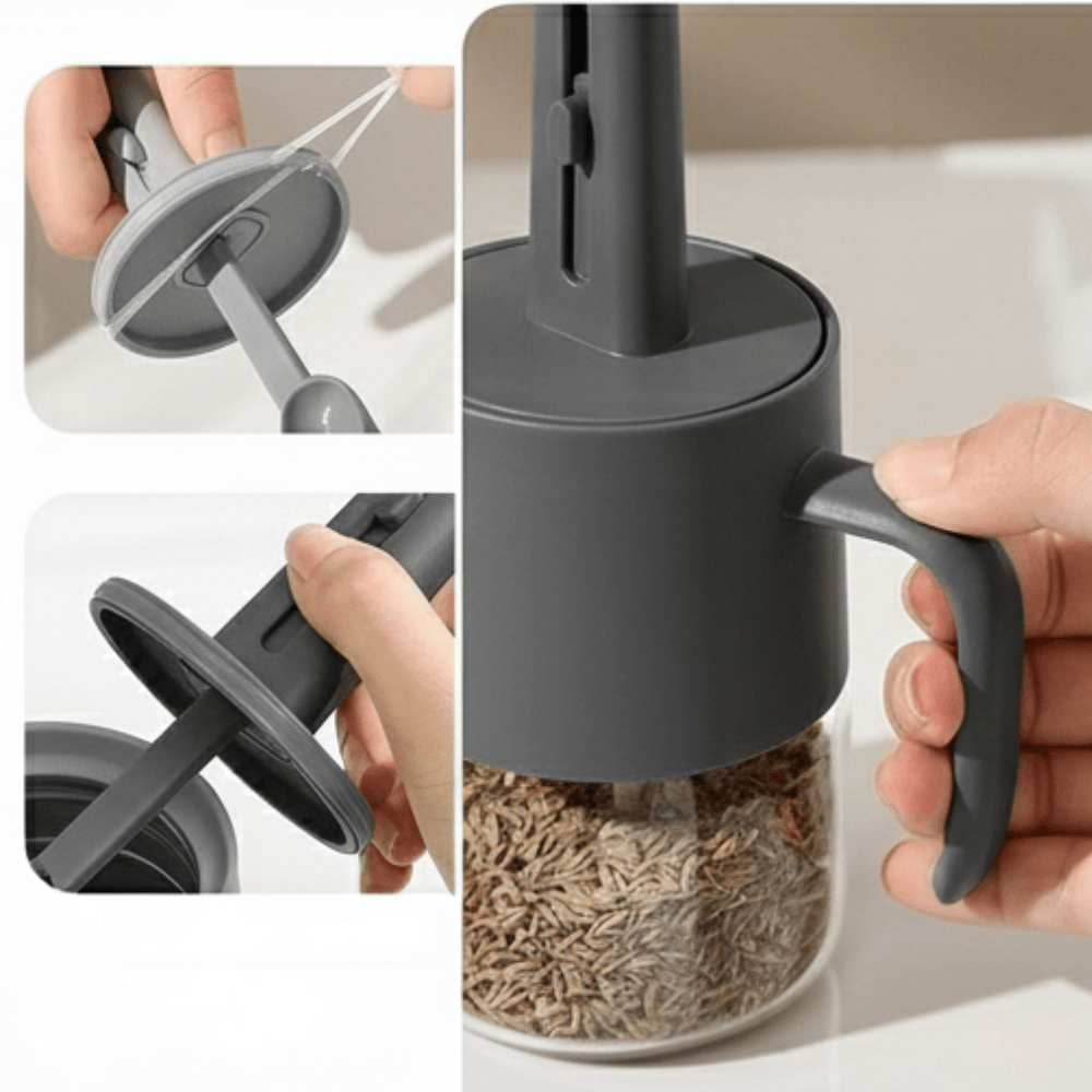 Multi-Functional Seasoning Jar with Integrated Spoon (350ml)