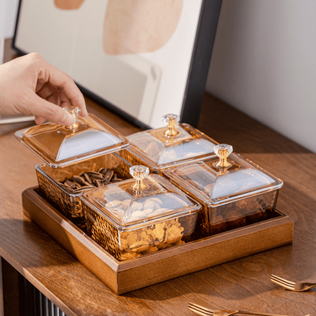Crystal Clear Snack Plate Organizer (4-BOXES TRAY)