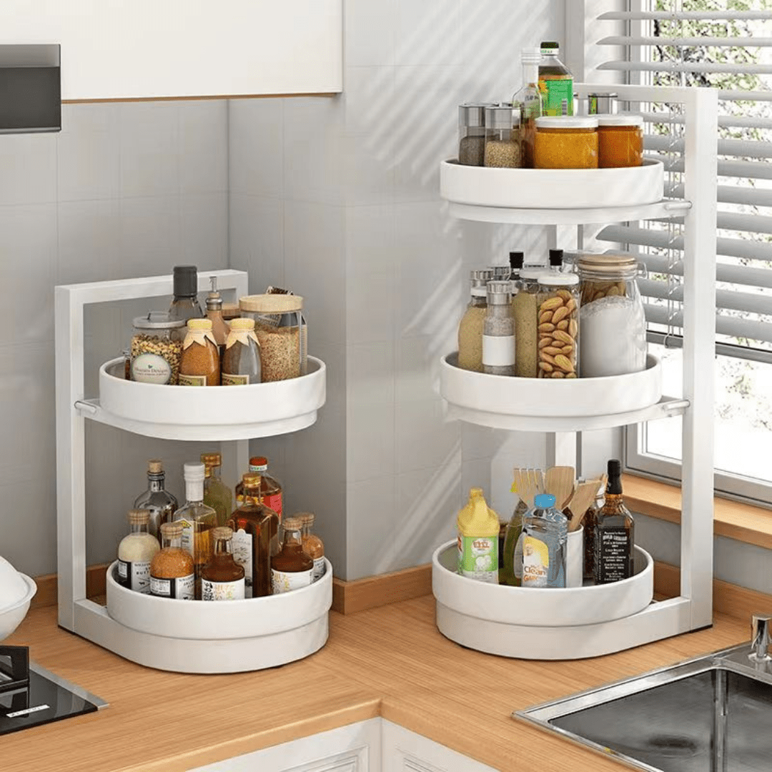 Multi-Layer 360° Rotatable Adjustable Rotatable Corner Spice Rack