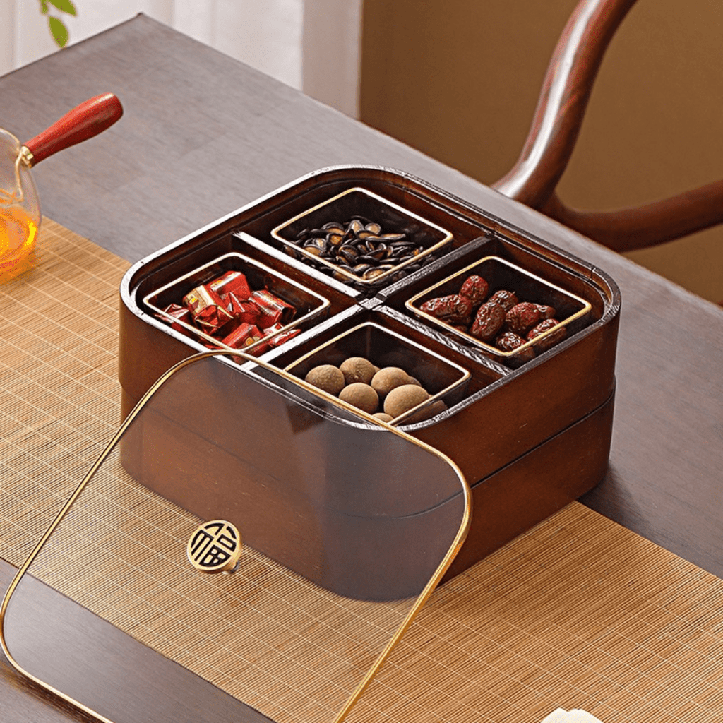 Moisture-Proof Wooden Serving Tray (Double Layer)
