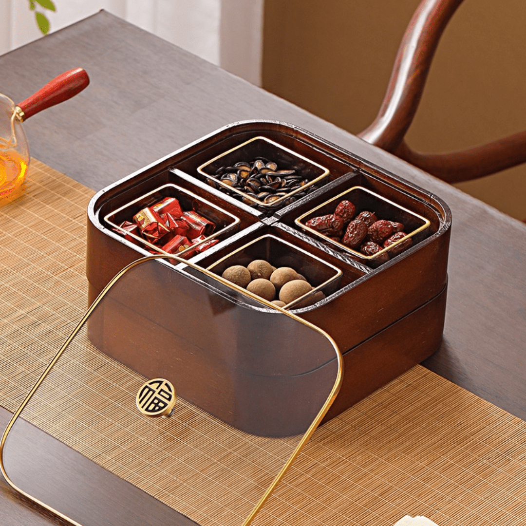 Moisture-Proof Wooden Serving Tray (Double Layer)