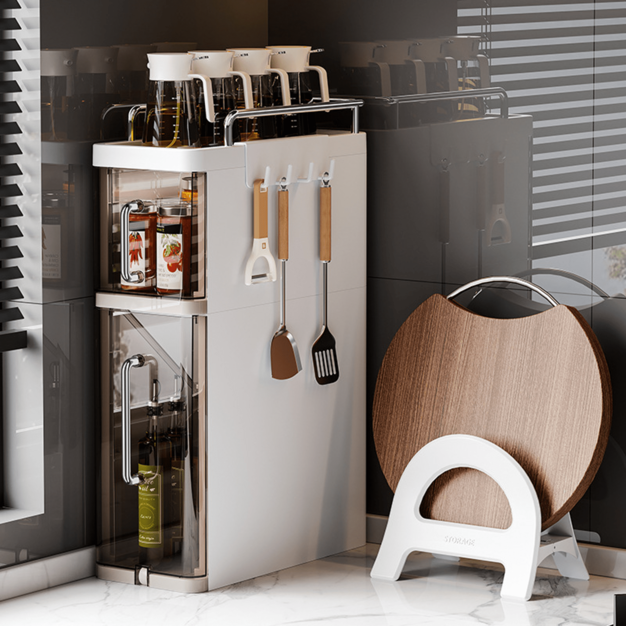Transparent Multi-Layer Plastic Pull-Out Storage Cabinet – (15.5cm)