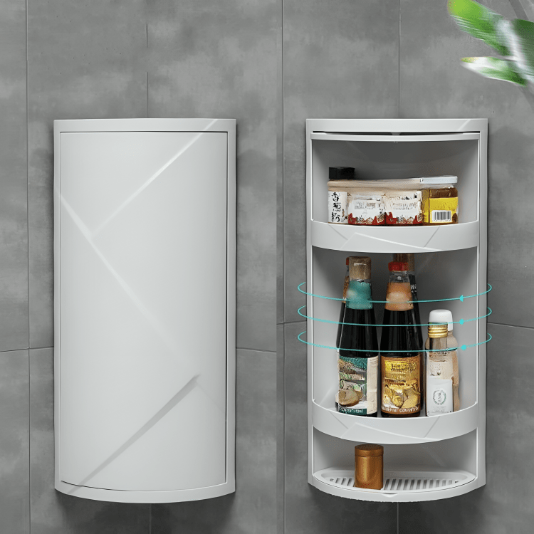 Multifunctional 360° Rotating Triangle 3 Layers Storage Cabinet(60cm)