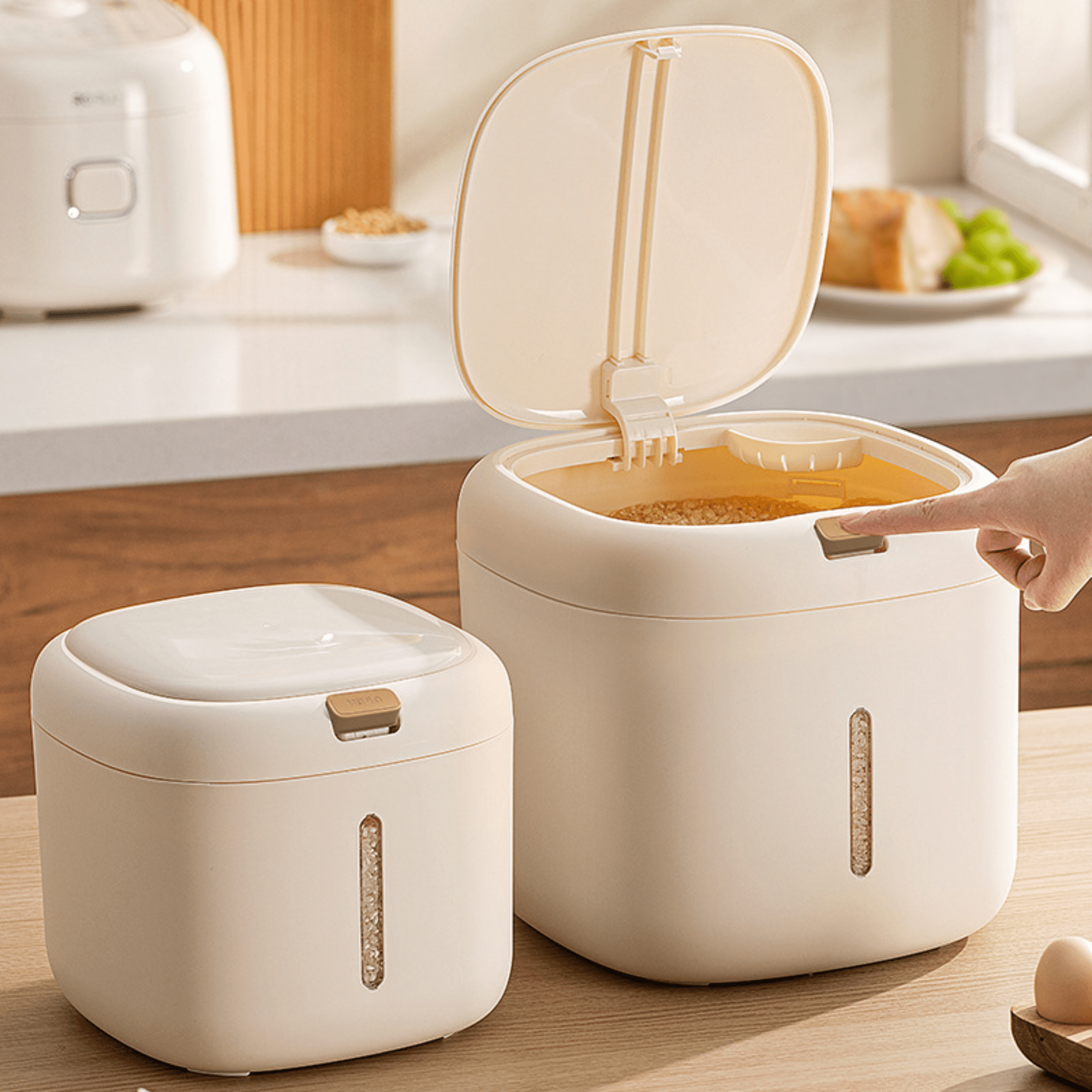 Multi-Purpose Airtight Plastic Rice Storage Container with Double Seal Lid
