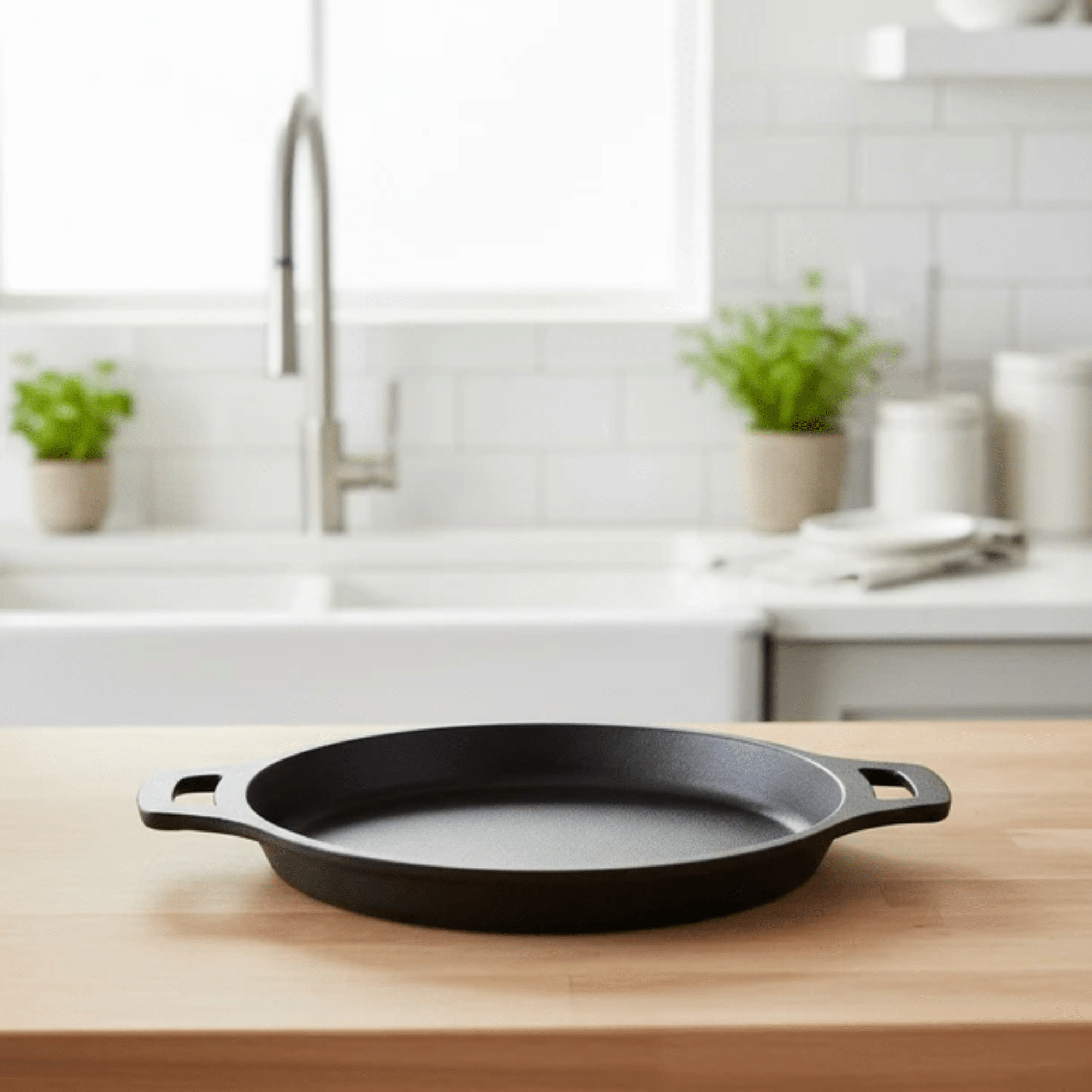Pre-Seasoned 24cm Cast Iron Skillet with Ergonomic Grip