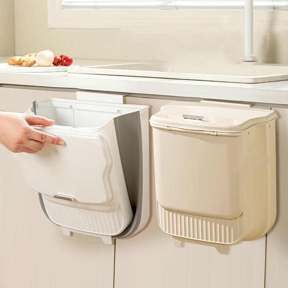 Space-Saving Folding Kitchen Trash Can with Lid(12L)