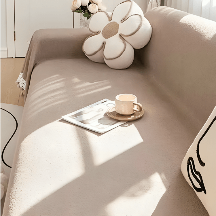 Elegance Chenille Sofa Cover : [EM-SC-32] (Coffee)
