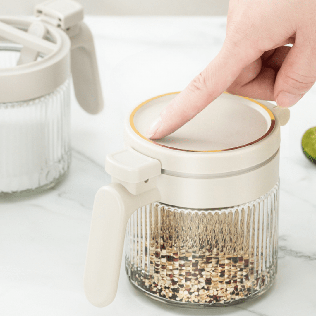 Multi-Purpose Airtight Mini Glass Containers with Spoon (300 ml)