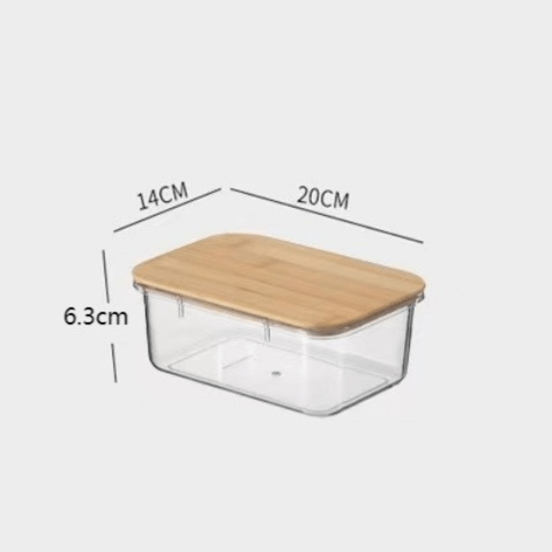 Multi-Purpose Transparent Food Storage Containers with Wooden Lid
