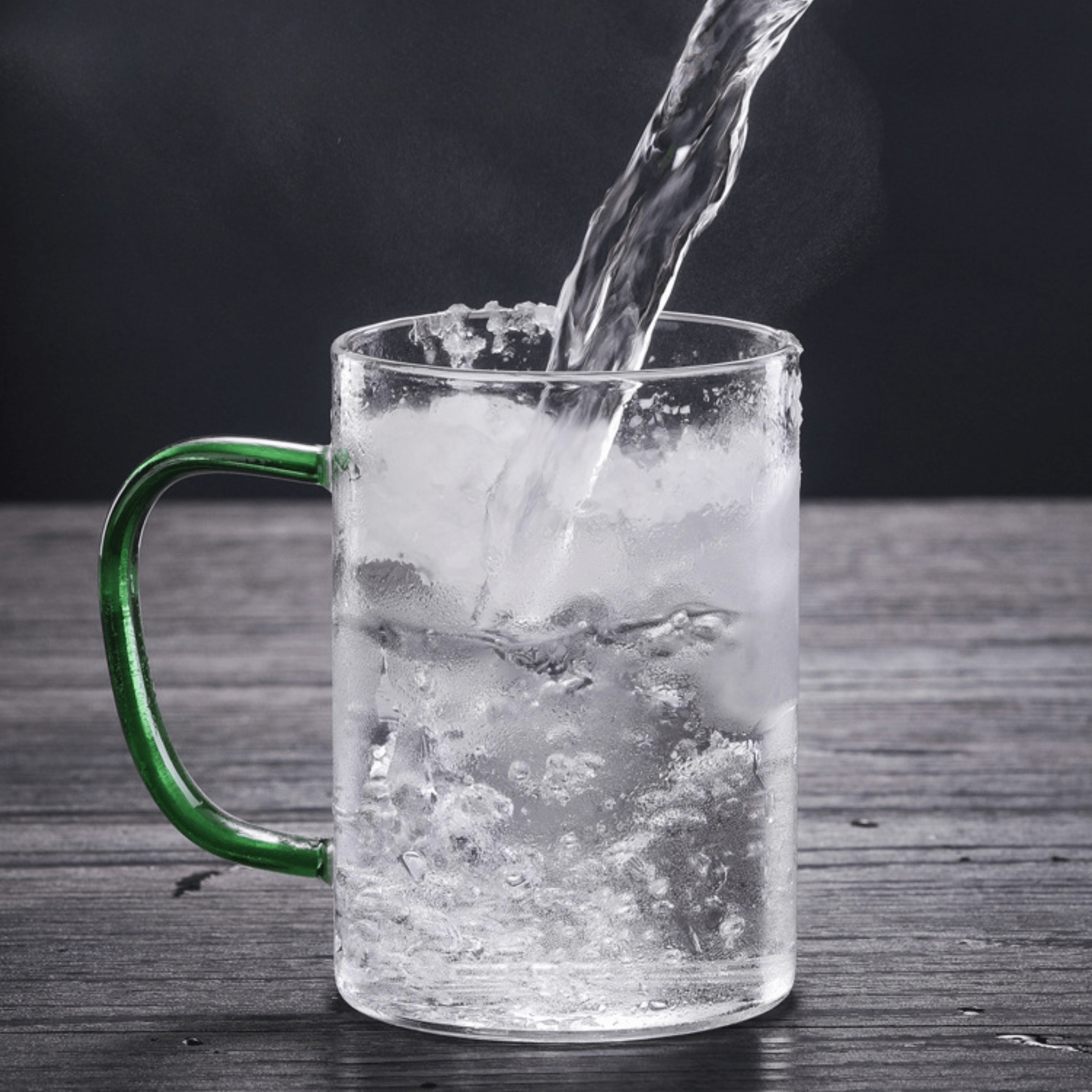 Multi-Purpose Transparent Borosilicate Glass Mug with Colorful Handle – 350ml