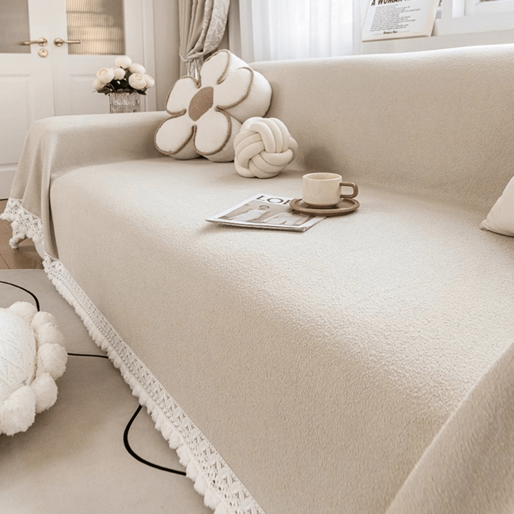Elegance Chenille Sofa Cover :[EM-SC-32] (Caramel)