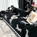 Leopard Print Black & White Elegance Chenille Sofa Cover