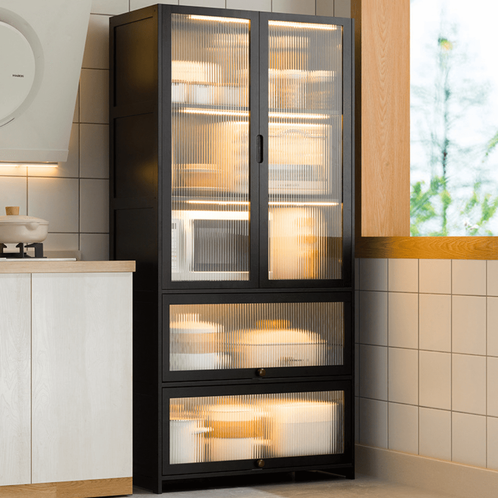 Multipurpose Bamboo Wood Kitchen Storage Rack(Black-80cm)