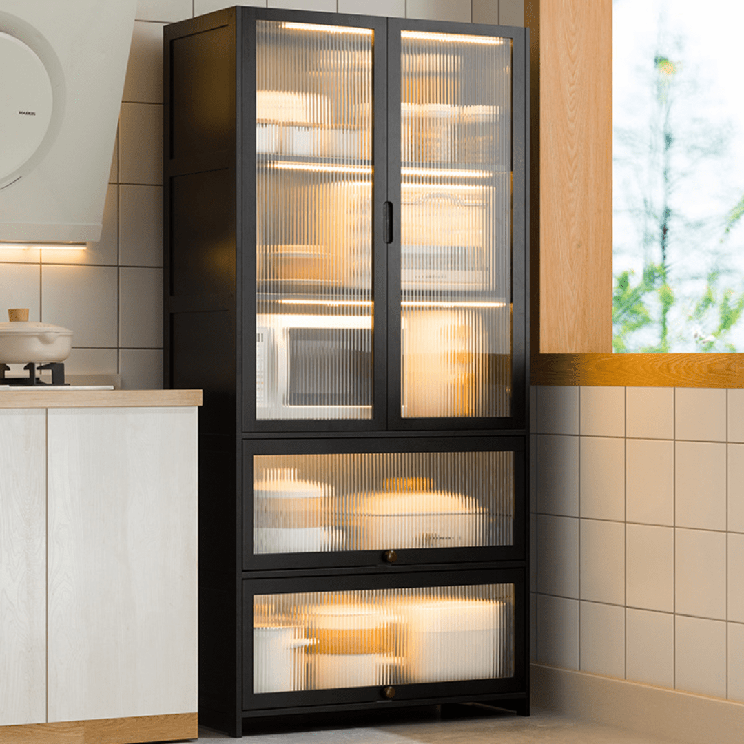 Multipurpose Bamboo Wood Kitchen Storage Rack(Black-80cm)
