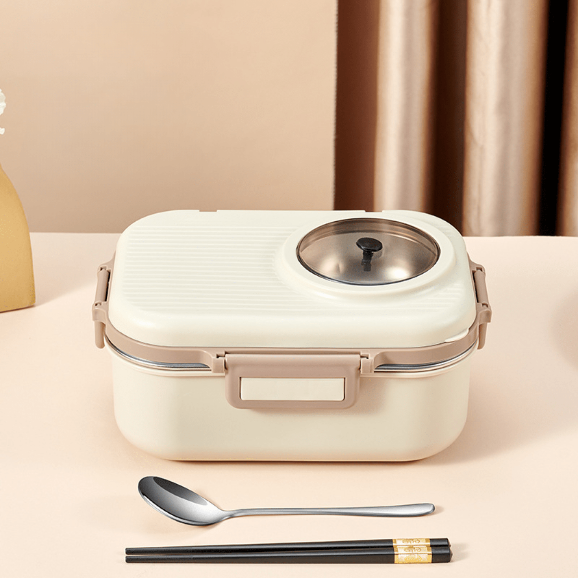 Multifunctional Electric 48W Heated Lunch Box with Leakproof Stainless Steel Liner(1.1Litre)