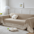 Houndstooth Beige Elegance Chenille Sofa Cover
