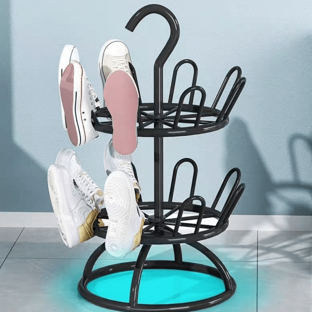 Multi-Layer Iron Shoe Drying & Storage Rack with Circular Bracket