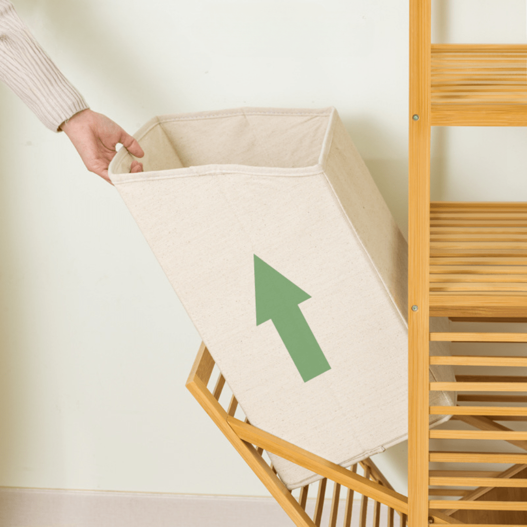 Multipurpose Multi-Layer Bamboo Wicker Laundry Basket with Table Compartment