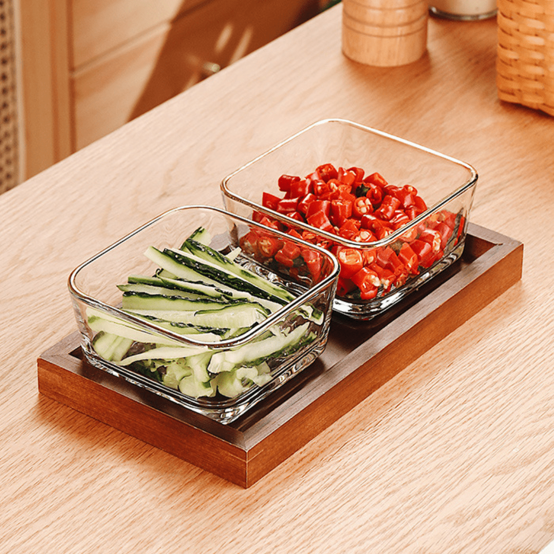 Luxury Glass Snack Box Set (2-Grid)