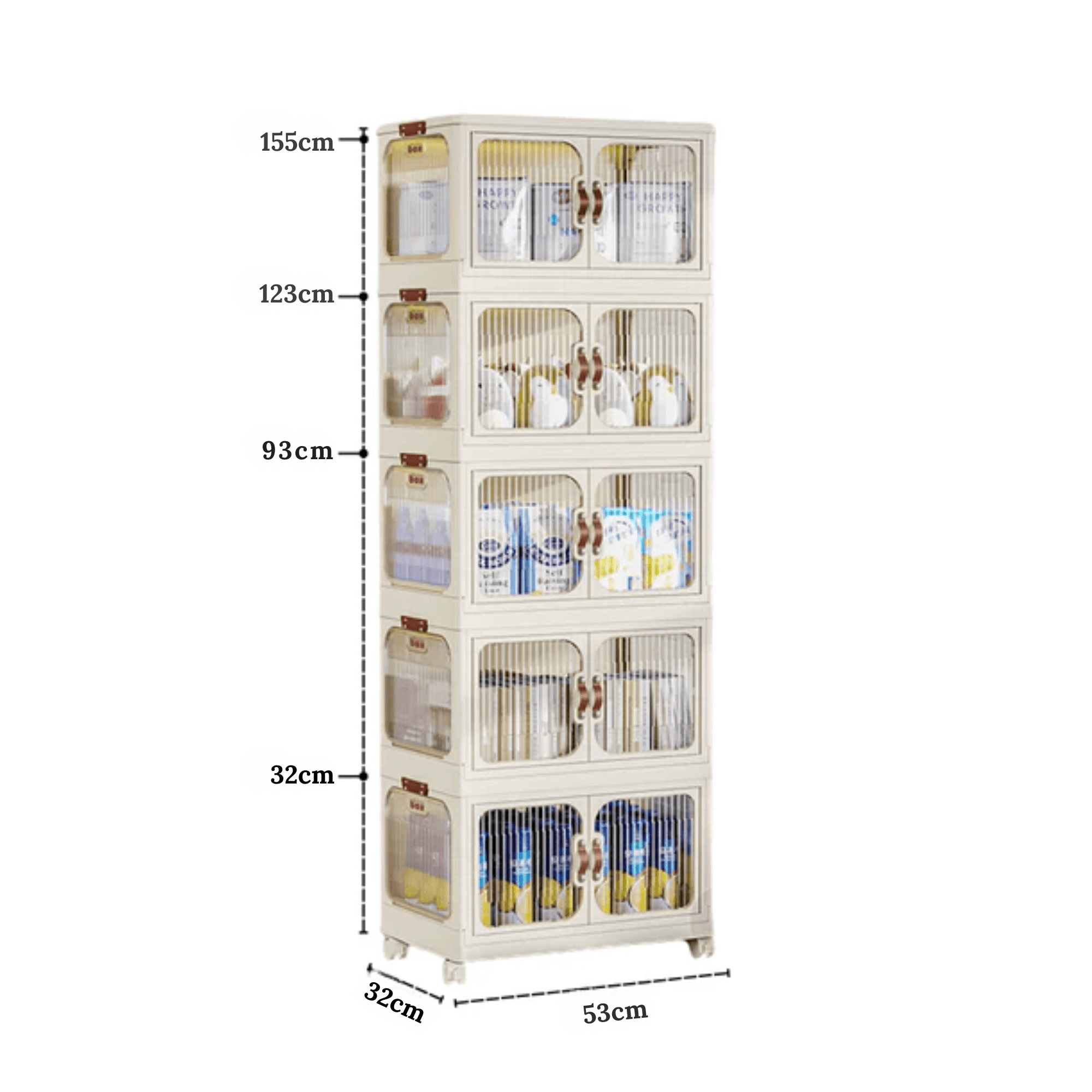 Multi-Layer Plastic Storage Cabinet with Lid & Wheels