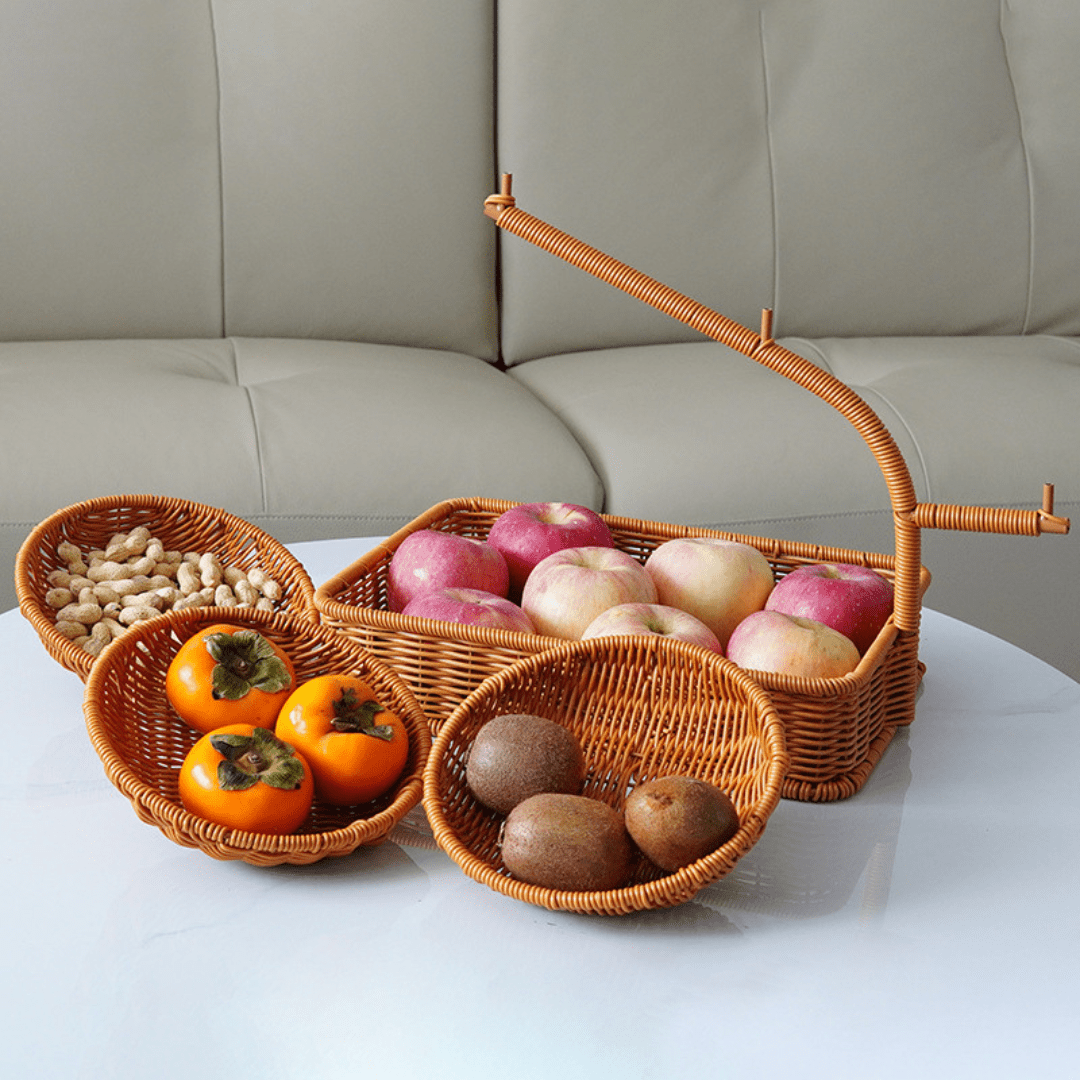 Handwoven Imitation Rattan Fruit Storage Basket
