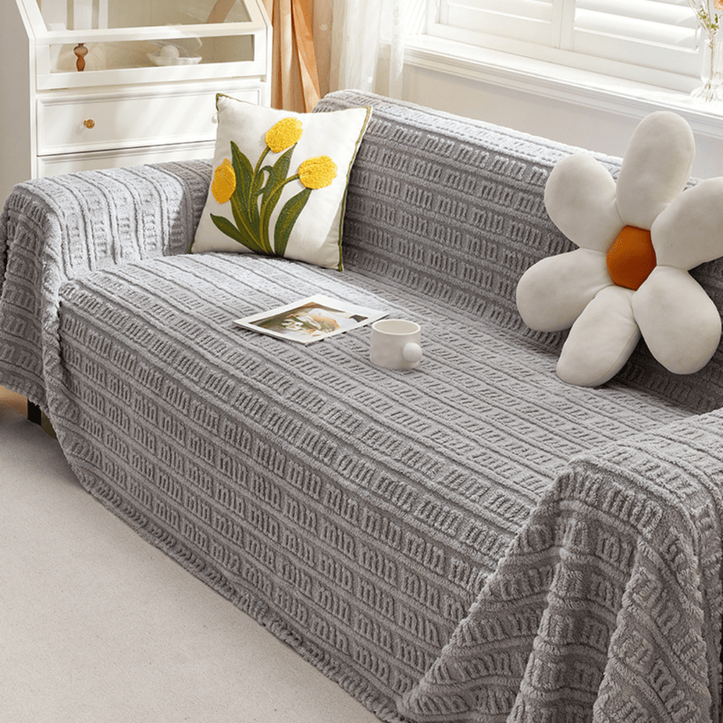Grey Elegance Chenille Sofa Cover