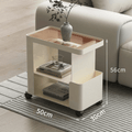 Multi-Functional 3-Tier Compact Bedside Table with Storage Shelves & Wheels