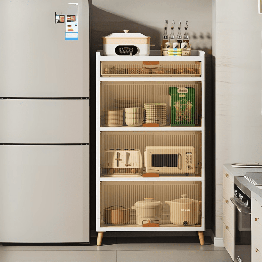 Multi-Purpose Transparent Flip-Top Storage Cabinet With Legs (58cm)
