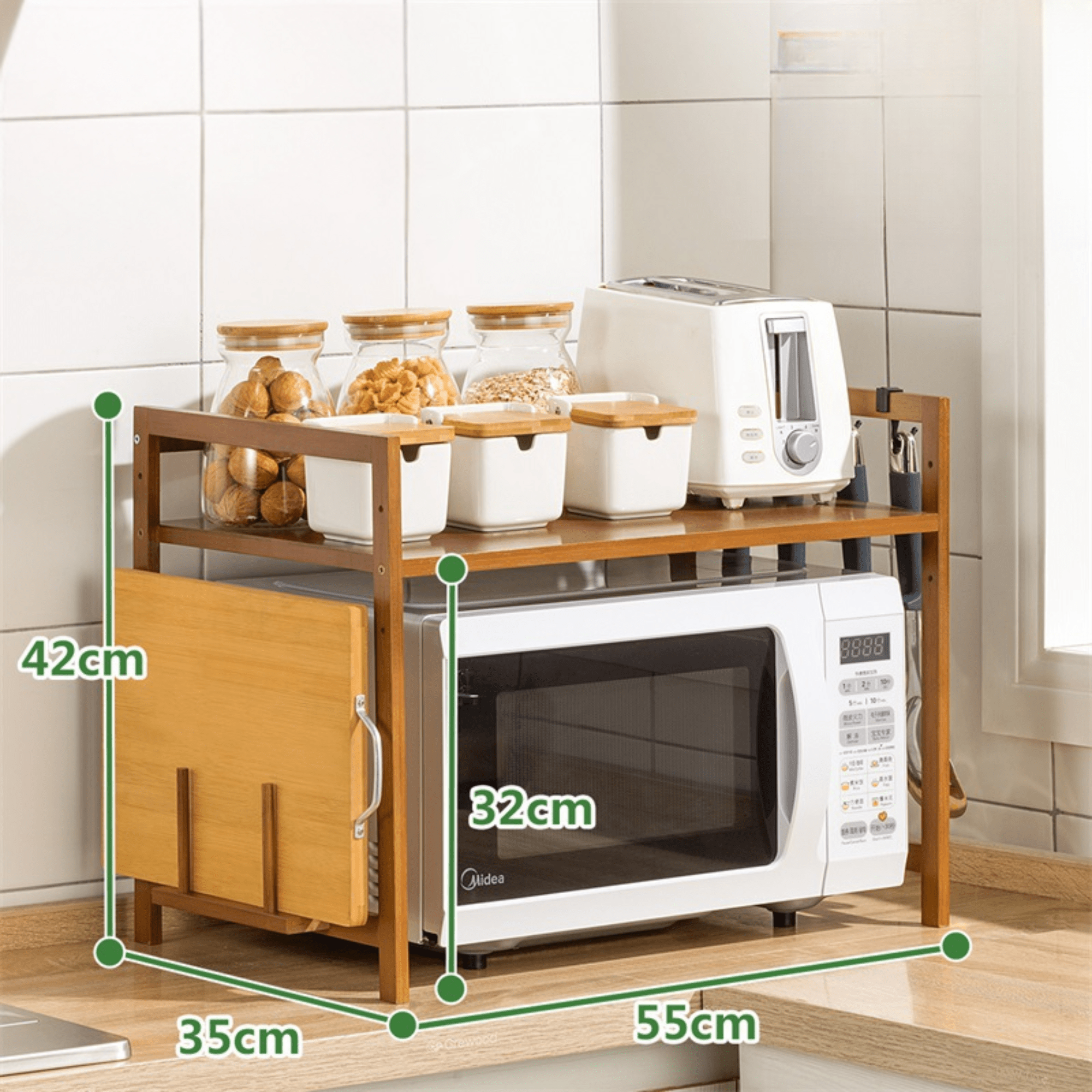 Multi-Tier Bamboo Storage Shelf Storage Organizer (55cm)