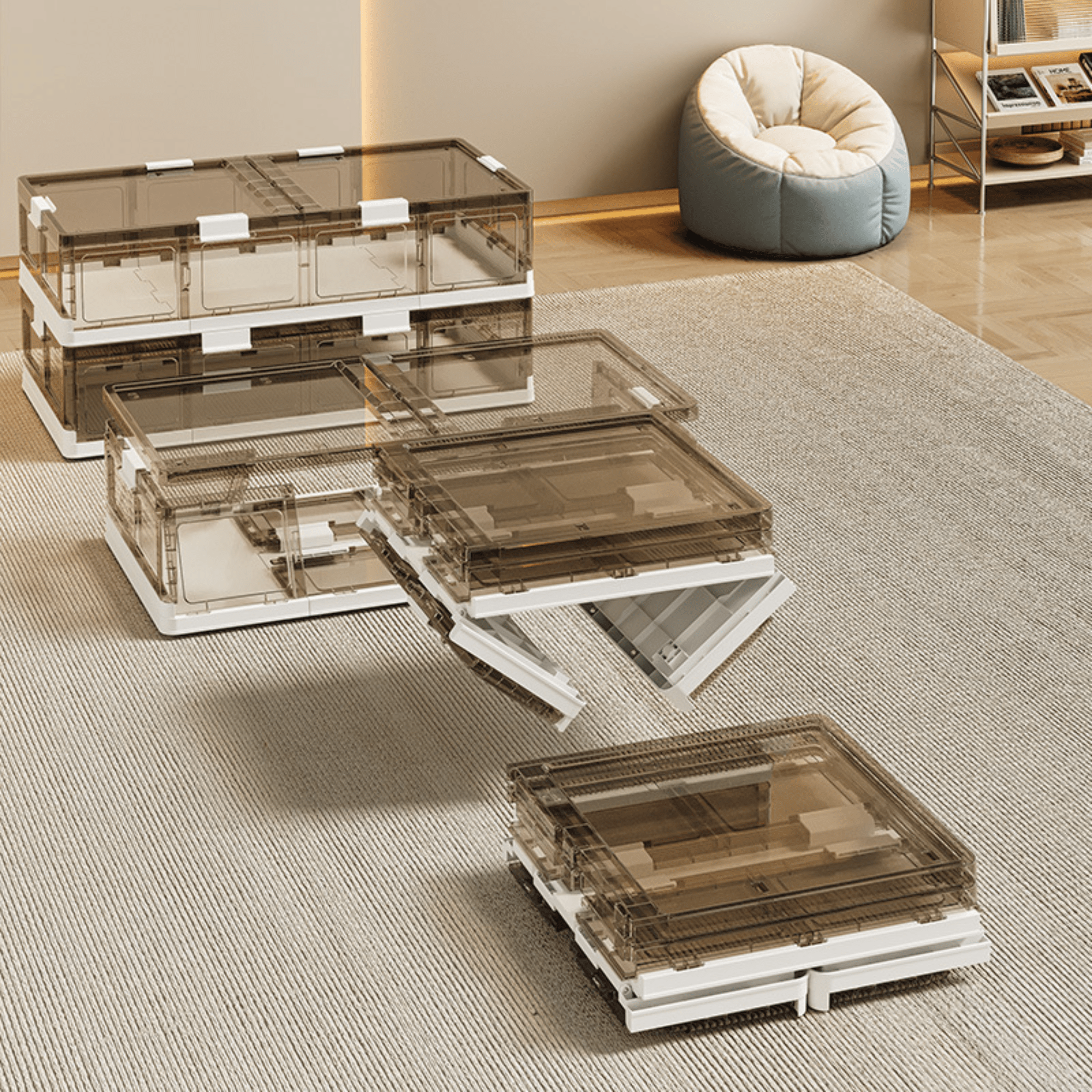 Stackable Multi-Use Plastic Underbed Organizer Box with Roller Wheels
