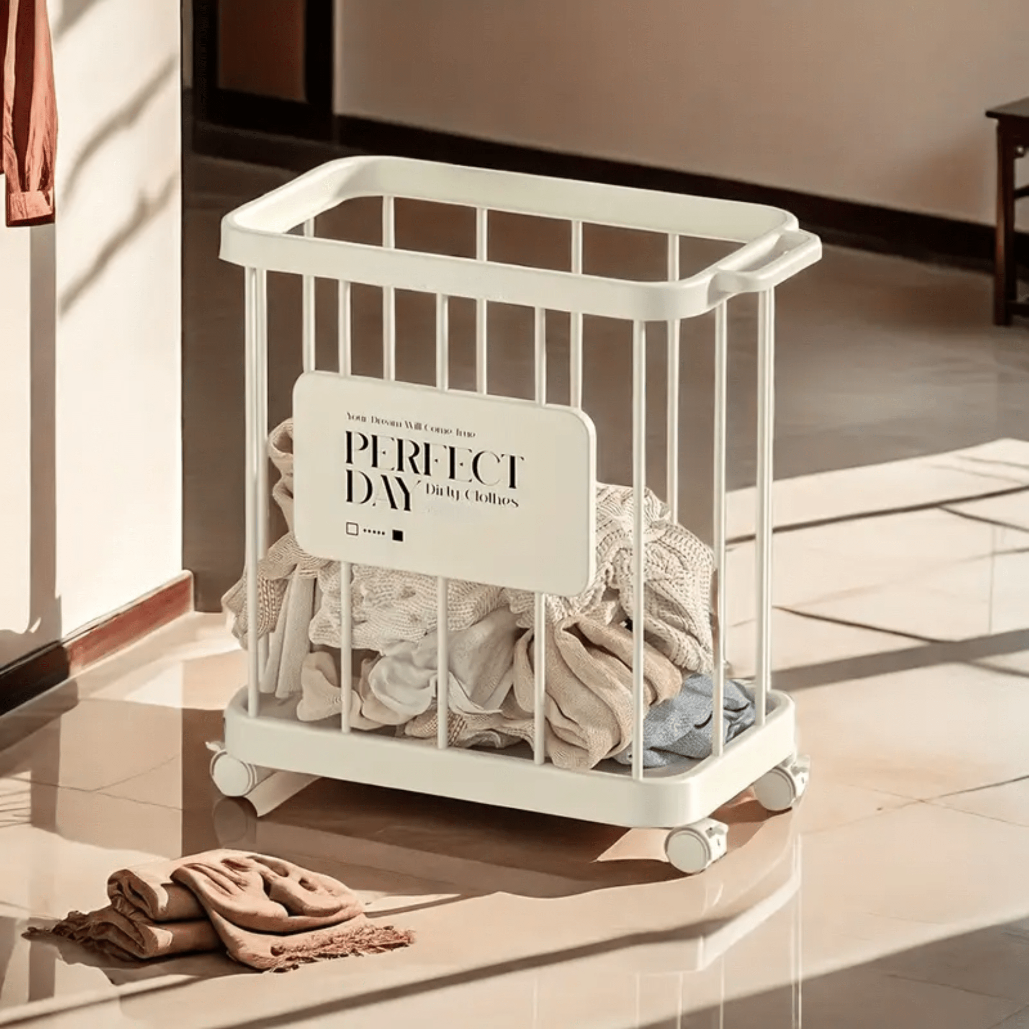 Multi-Purpose Household Plastic Storage Basket for Laundry with Wheels