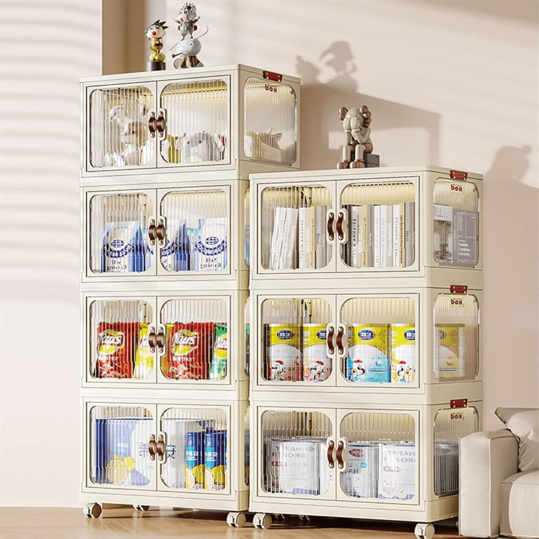 Multi-Layer Plastic Storage Cabinet with Lid & Wheels