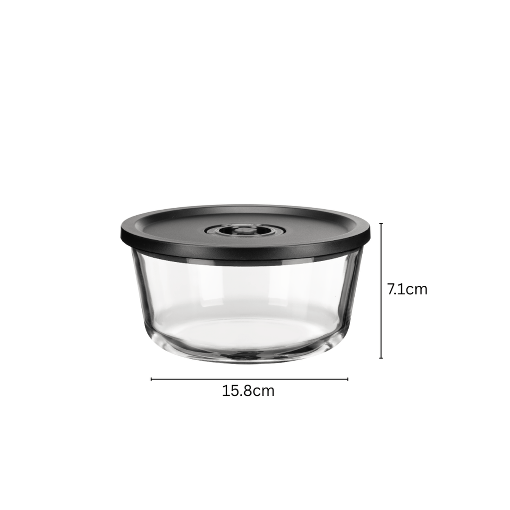 Round Vacuum Glass Storage Container with Date Tracker Lid(850ml)