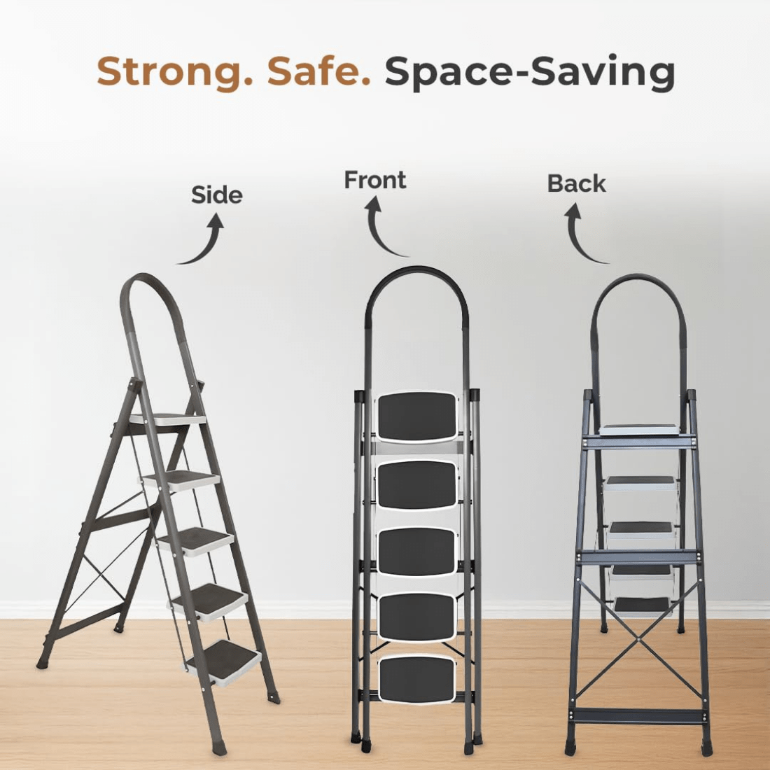 High-Strength Stainless Steel Five-Step Foldable Ladder
