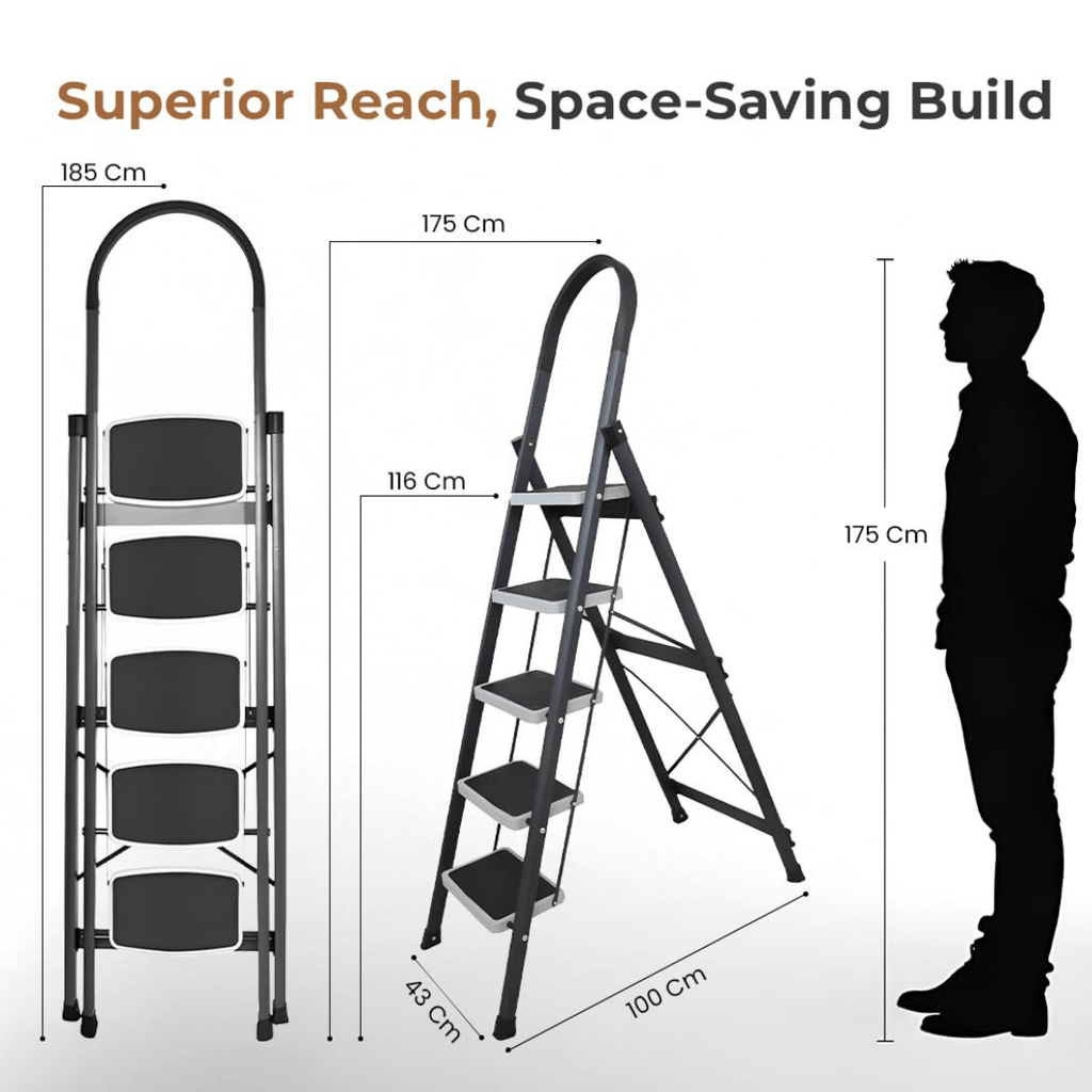 High-Strength Stainless Steel Five-Step Foldable Ladder