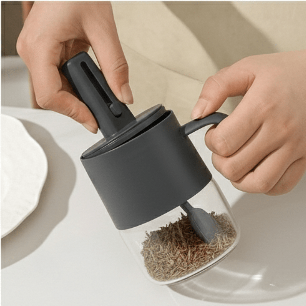 Multi-Functional Seasoning Jar with Integrated Spoon (350ml)