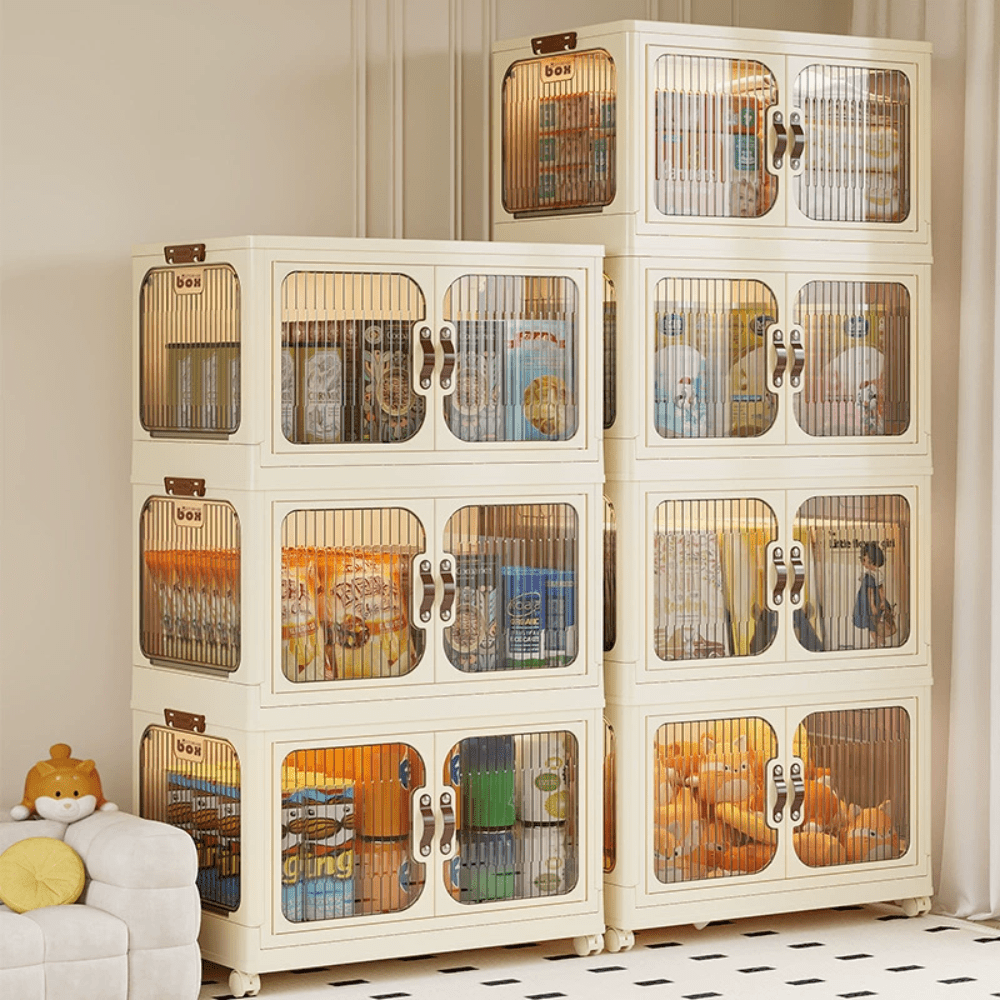 Multi-Layer Plastic Storage Cabinet with Lid & Wheels