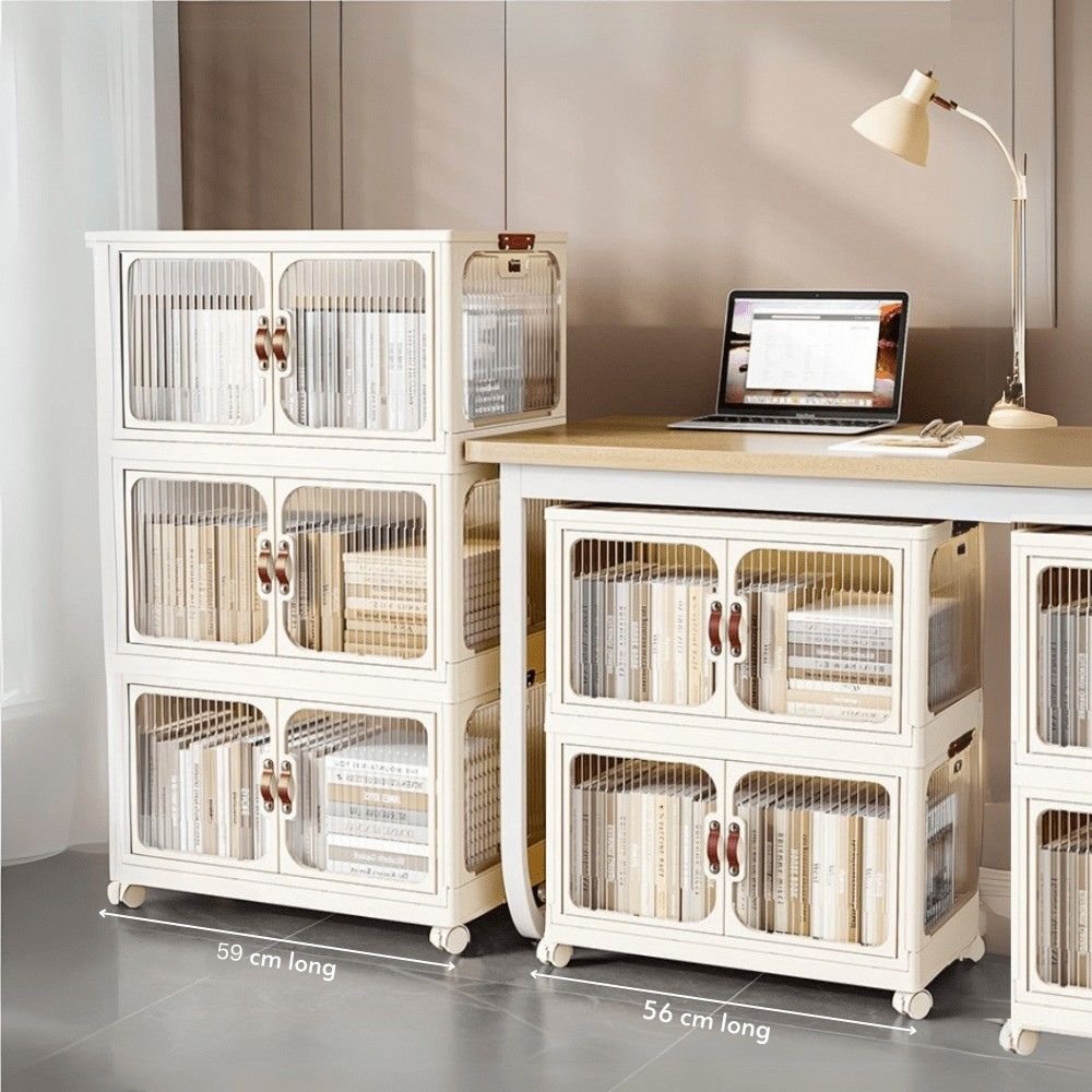 Multi-Layer Plastic Storage Cabinet with Lid & Wheels