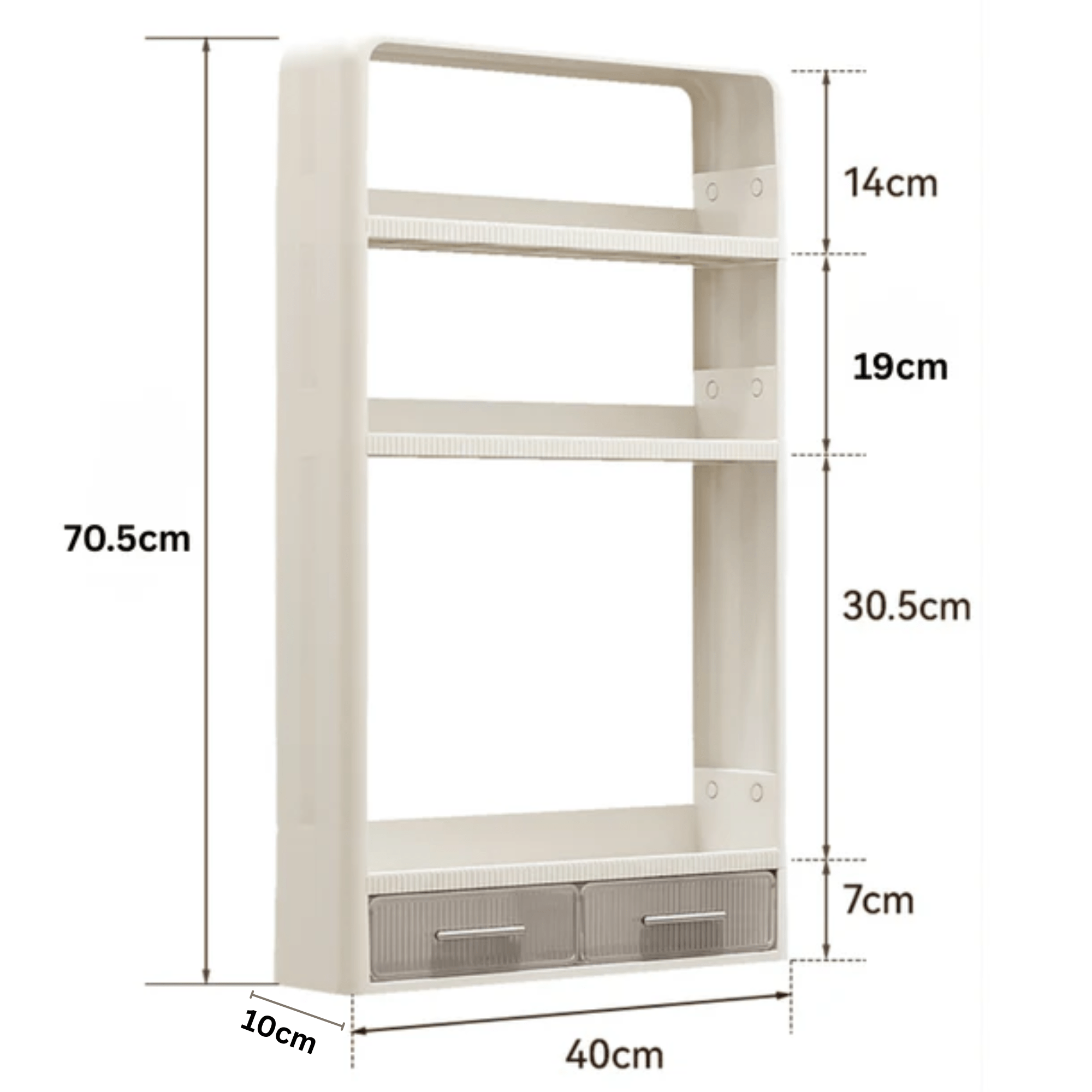 Multipurpose Multi-Layer Plastic Wall Mounted Storage Rack with Hooks(40cm)