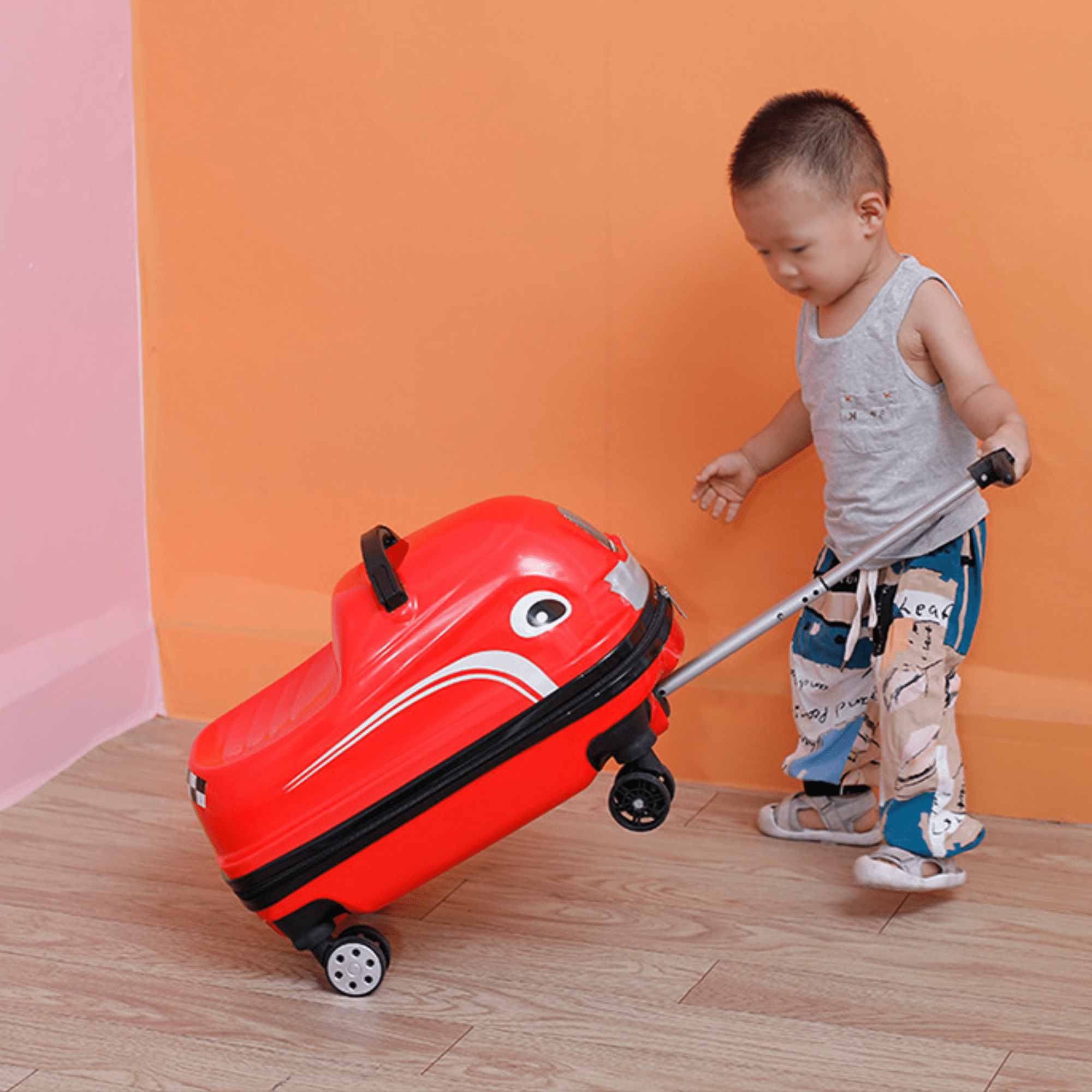 Multi-Functional Car-Shaped Carry-On Trolley Suitcase with Universal Wheels (50x31x33cm)